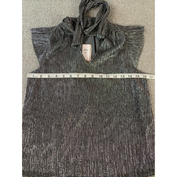 NWT Banana Republic Blouse Top Metallic Silver Gray Size XXS Petite - Picture 5 of 5